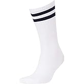 Calmera Unisex Cotton Sports Crew Socks with Stripes Classic Collegiate Style (Pack of 4)