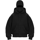 congluoki Men's Winter Double Hoodie Sweatshirt with Zip and Pocket Windproof Warm Sports Jacket Men Casual Hooded Coat