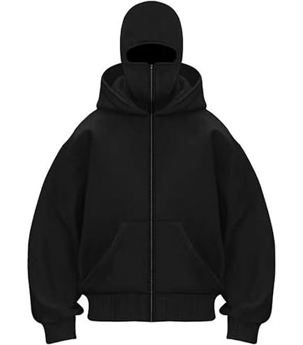 Amazon.com: EUDOLAH Men's Balaclava Hoodie Half Zipper Jacket