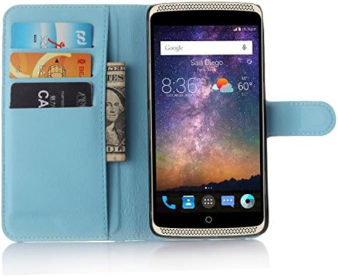 Keetech Premium PU Leather Wallet Case Cover with Stand Card Holder for ZTE Axon Lux Phone (Blue)