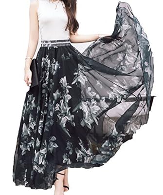 Afibi Women Full/Ankle Length Blending Maxi Chiffon Long Skirt Beach Skirt