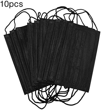 10 Pcs/Pack Disposable Non Woven Black Facial Mask Medical Dental Earloop - Black