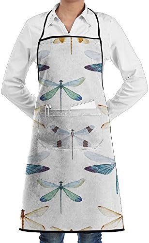 Grill Aprons Kitchen Chef Bib - SarahKen Country Collection Of Regularly Lined Up Limitless Dragonfly Patterns Short Lives Symbol Professional For BBQ Baking Cooking For Men Women Pockets