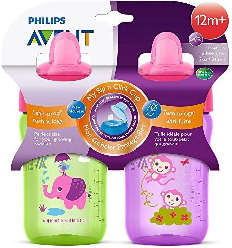 Phillips Avent My Sip-n-Click Cups, Girl Colors, 12 Ounce, SCF555/23 by Phillips Avent