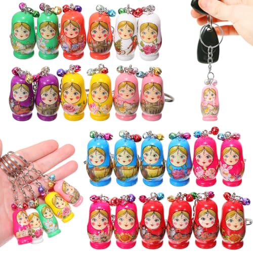 Toddmomy 24-piece Russian Nesting Dolls Keychain Set