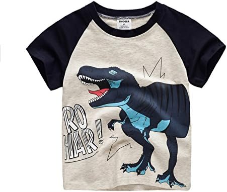 Snoger Little Boys Toddler Dinosaur T Rex Short Sleeve Tee T Shirt(Dinosaur 5T)