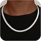 UPFAI S925 Sterling Silver Chain Necklace for Men, 5mm/6mm Sterling Silver Cuban Link Curb Chain Necklace for Women Men Jewelry, 18 20 22 24 Inches