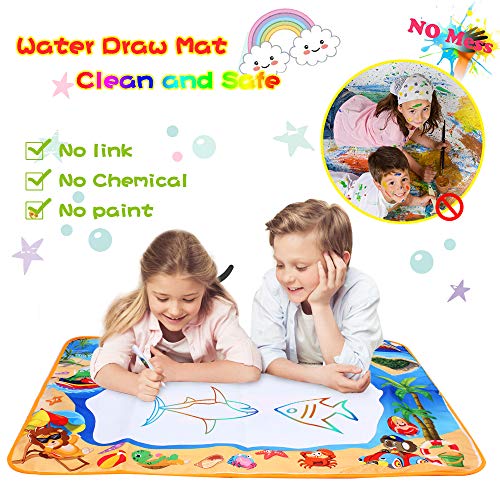 Aqua Doodle Mat X-Large Water Doodle Drawing Mat Kids Painting Writing Doodle Board Colors Aqua Magic Mat Educational Toys for Toddlers Boys Girls Kids 2 3 4 5 6-12 Year Old (blue large 40x28in) - Thumbnail 2