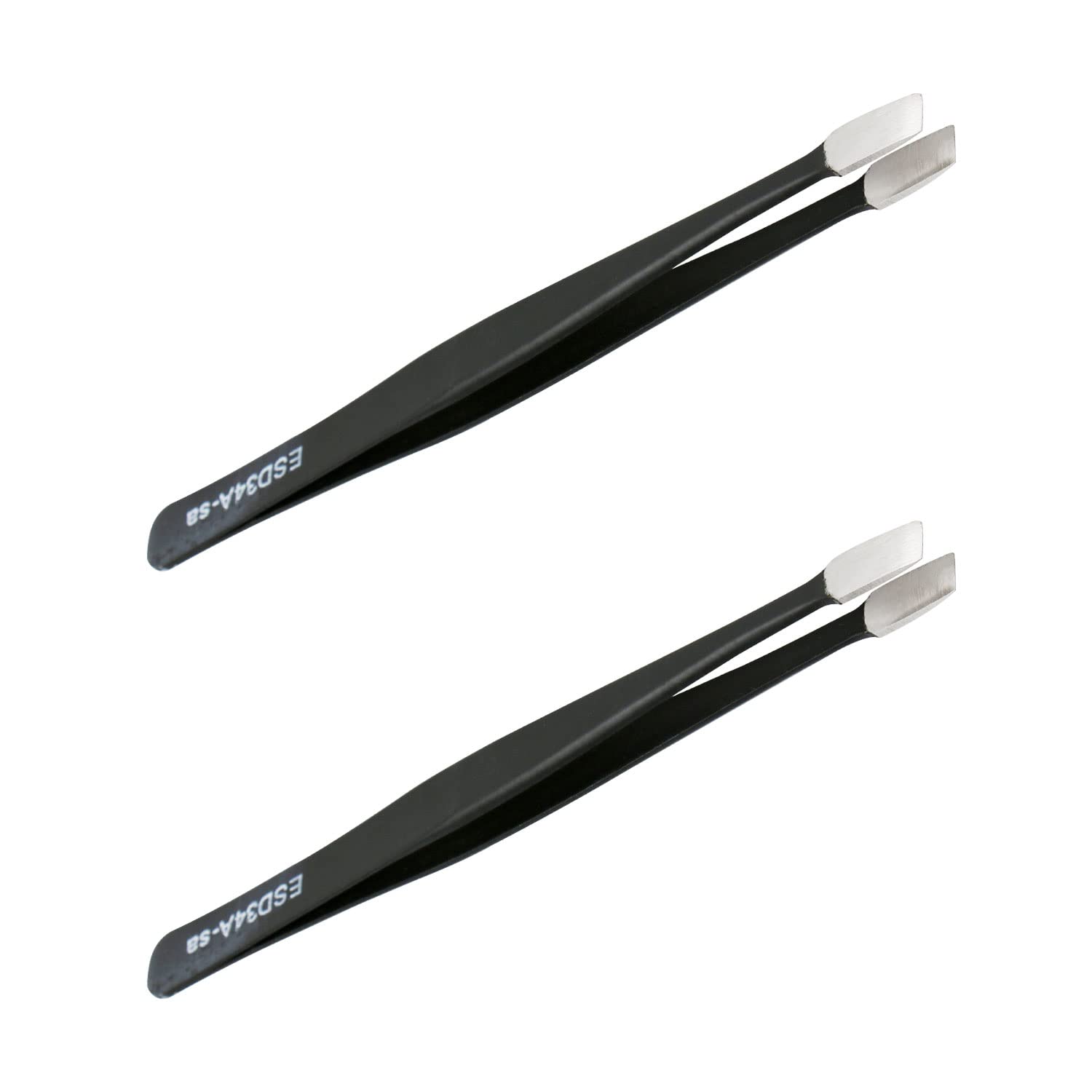 Aopin 2pcs ESD-34a in Bags Anti-Static Precision Tweezers, Anti-Static Multi-Function, Polished Edges Corners Suitable for Electronic Repair, Laboratory Operation, Jewelry Making Process, Black,