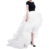 WDPL Women's Long High Low Ruffles Party Tulle Skirt