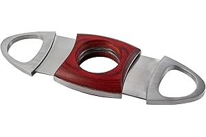 MANTELLO CIGARS Mantello Double Guillotine Cigar Cutter- Cherry Wood & Stainless Steel, Self Sharpening Blades