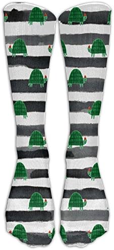 LOTSLL Sea Turtle In Black Stripe Long Socks Athletic Knee High Stocking