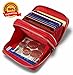 KALMORE Women's Leather RFID Secured Spacious Cute Card Wallet Small Purse, Red, Two Zippers
