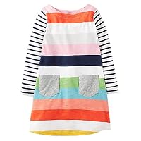 Fiream Girls Cotton Longsleeve Casual Dresses Applique Cartoon (S0245,4/4-5YRS)
