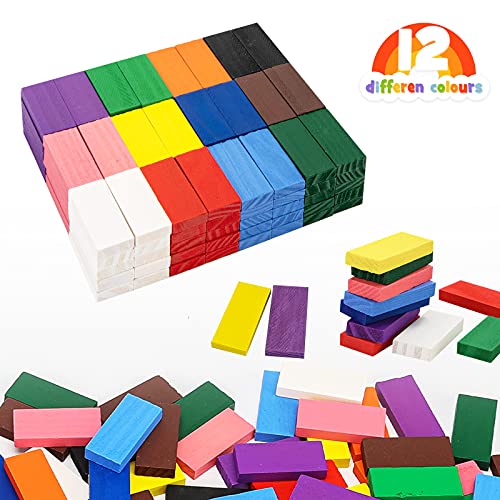 MCPINKY Super Domino Blocks, 720PCS+ Domino Starter Kit Bulk Dominoes Wooden Domino Blocks Colored Dominoes Building Block Tile Game Racing Educational Toy