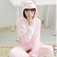 MH-RITA 2017 Unicorn Pajamas Adult Kids Warm Flannel Siamese Cartoon Autumn Winter Pajamas Family Fitted Animal Pajamas For Women Men,Pink,M