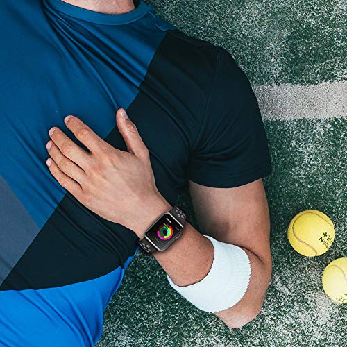 AdMaster Compatible with Apple Watch Bands 42mm 44mm,Soft Silicone Replacement Wristband Compatible with iWatch Series 1/2/3/4 - M/L Black/Cool Grey