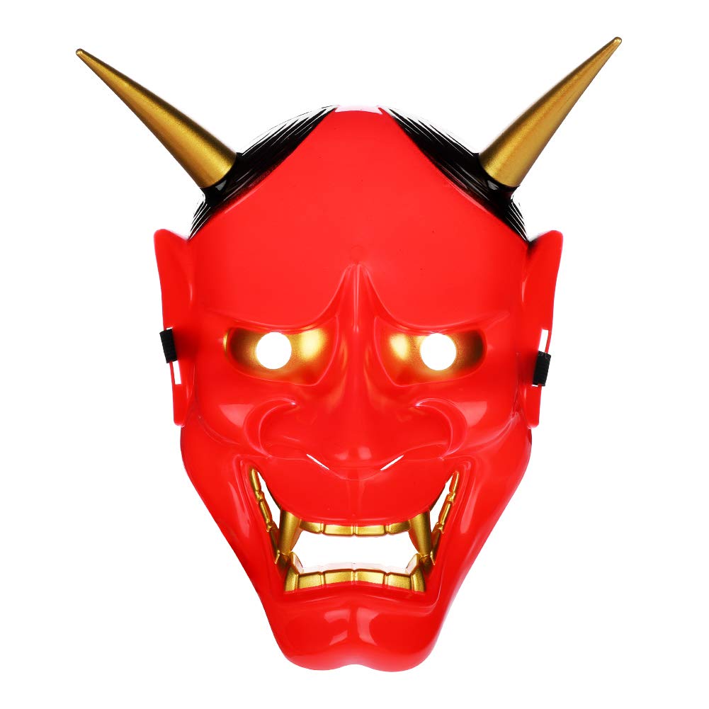 Halloween Japanese Buddhist Prajna Mask Halloween Scary Mask Halloween Horror Mask Ghost Mask Halloween Full Face Demon Ghost Scream Masks Halloween Festival Cosplay Costume for Japanese Theme Parties