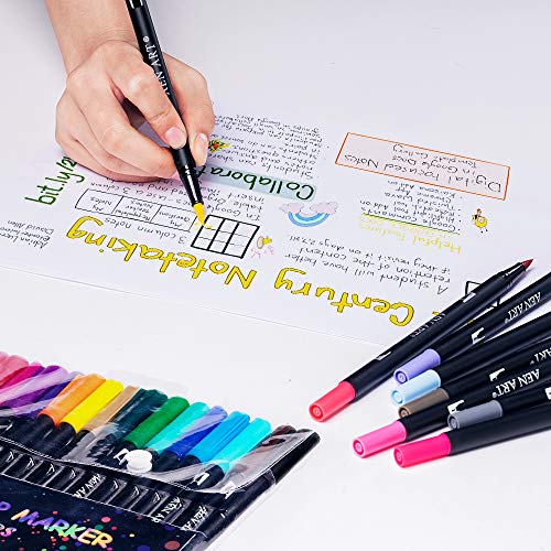 Dual Brush Calligraphy Pens Art Marker, Brush & Fine Tip Markers 36 Color for Beginners Hand Lettering Journaling Note Taking and Coloring Book, 18 Count - Thumbnail 5