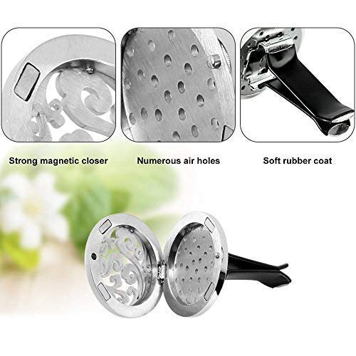 Maromalife Car Diffuser Vent Clip, 2 PCS Aromatherapy Car Vent Clips 1.2 Inches Essential Oil Car Diffuser Lockets with 20 Refill Pads(Tree & Cloud)