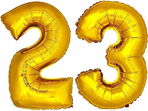 DekoRex® Foil Mylar Balloons 40'' 100cm Numbers for Birthday Party Anniversary for Helium or Air Filling Gold No. 23