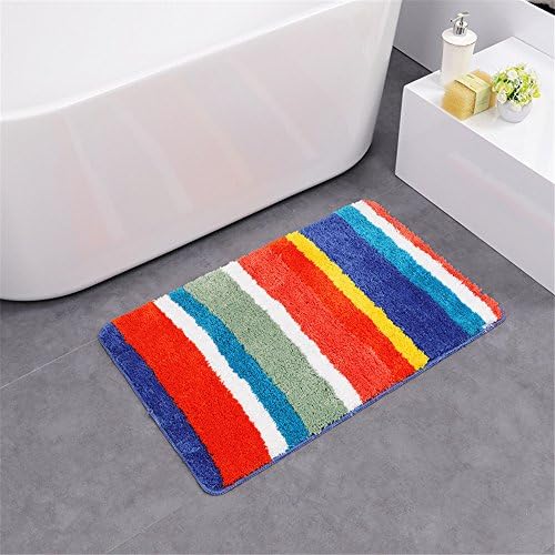 Bath mat, CAMAL Polyester Stripe Pattern Water Absorption Bath Rug Kicthen Mat 50X80 (Red)