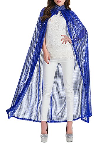 Halloween Party Festival Magic Cosplay Sequin Glitter Costume Bling Cloak Cape Robe Coat Shawl Outwear Royal Blue