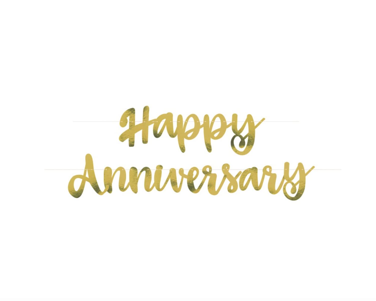 Premium Gold Script Happy Anniversary Banner (2-Piece Set) - Party Decoration for Memorable Celebrations