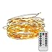 String lights 33ft 100 LEDs, Furnizone Dimmable With Remote Control Waterproof Warm White Battery Operated Outdoor Indoor Bedroom