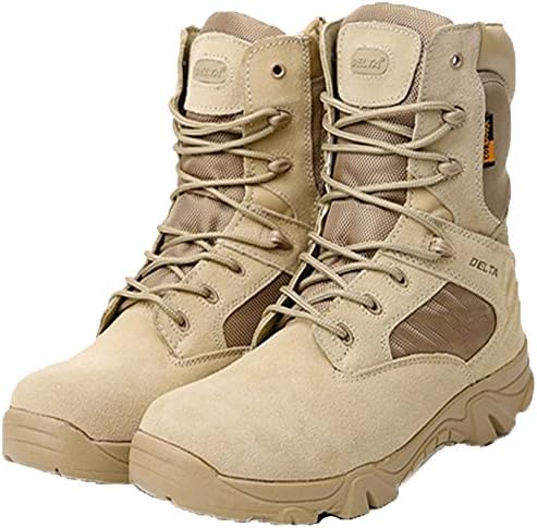 Dleta Classic Side-Zip Training Resistant Military Boot Men's Army Shoes, Camel, US 8