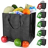 EasyEarth Reusable Grocery Bags EcoFlex [5 Pack] - Large Shopping Bag - Heavy Duty, Durable, Foldable, Washable, and Reusable Bags - Eco Friendly Tote