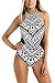 FARYSAYS Women Plus Size Monochrome Tribal Print High Neck One Piece Maillot Swimsuit XXL