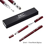 H&T(TM) Second Generation Fine Point Stylus with Two Tip [2 in 1] for Ipad, Ipad Air, Ipad Mini, Iphone, Samsung Galaxy, Nexus, Lg G Pad, HTC and Other Touch Screen Devices (Red)