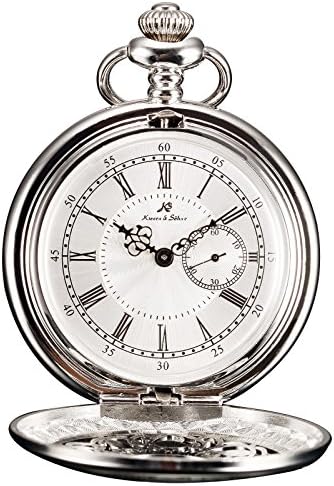 HELMASK pocket watch - Alloy Silver Round man mens Analog quartz Half hunter Pocket Watch