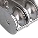 CNBTR M32 Silver 304 Stainless Steel 30mm Swivel Double Pulley Block Chain Traction Wheel