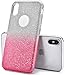 TOZO for iPhone X Case, Shiny [Bling Crystal] Thin Glitter Sparkle [Support Wireless Charging] Premium Three Layer Hybrid TPU Soft Grip Cover Shell for 5.8 Inch iPhone X/iPhone 10 - Gradient Pink