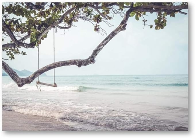LJXIAOXINFBH Lienzo Impresión Playa Swing Fotografía Poster Decoración