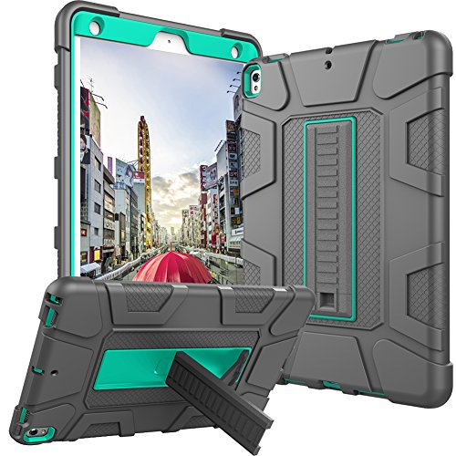 iPad Pro 10.5 inch Case, CASY MALL Three Layer Heavy Duty Full Body Protective Case with Kickstand for Apple iPad Pro 10.5 inch 2017 Model Gray Mint