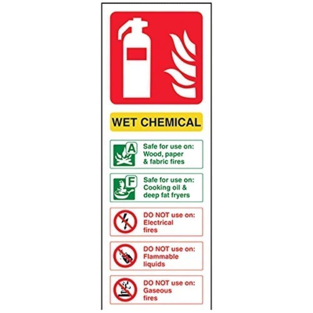 V Safety Wet Chemical Id Fire Extinguisher Sign - 100mm x 280mm - Self Adhesive Vinyl — image 1