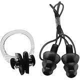 水泳ノーズクリップ耳栓セット、ノーズクリップ水泳トレーニングプロテクター、シリコン素材初心者水泳器具（ブラック）