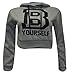 ZJ Clothes Womens Ladies First B Yourself Limited Edition Print Fleece Hoodie Crop Top