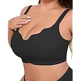 USEASY Wireless Bras for Women Plus Size Push Up Bra No Underwire Seamless Scalloped Full Coverage Bralette Comfortable