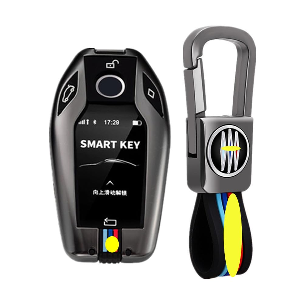 Happyit Zinc Alloy + Silicone Car Key Cover Cases for bmw LCD Screen Keyless Auto Accessories 360° Water Proof Protect with Fluorescence (Matt color)