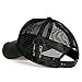 ililily Four Leaf Clover Patch Faux Leather Brim Trucker Hat Baseball Cap, Black
