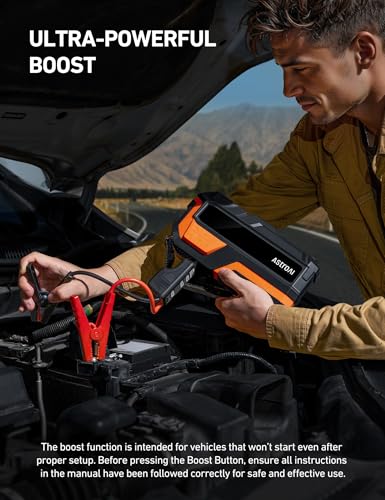 AstroAI M12 4000A Jump Starter with Air Compressor, Portable Battery Booster(All Gas &10L Diesel) with 150PSI Tire Inflator, LED Display, Fast Charging, Emergency Light, 10 Protections, for 12V Car
