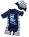 Toddler Baby Boy Summer Long Sleeve One Piece Rash Guard Swimsuit Sun Protection Dark Blue 9-12 Months, Tag 3