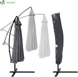 VOUNOT 3m Cantilever Parasol Banana Garden Patio Umbrella Grey with Crank view 4