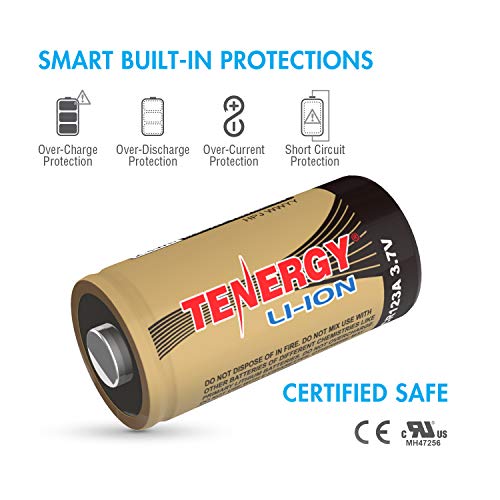 Tenergy 12 Pack CR123A Batteries and Charger, 3.7V 650mAh Arlo