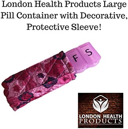 London Health Products 7-Day Pill Organizer Includes Decorative Sleeve- Size L or XL (Choose Your Color!) (Large, Pink- Pink Sleeve)