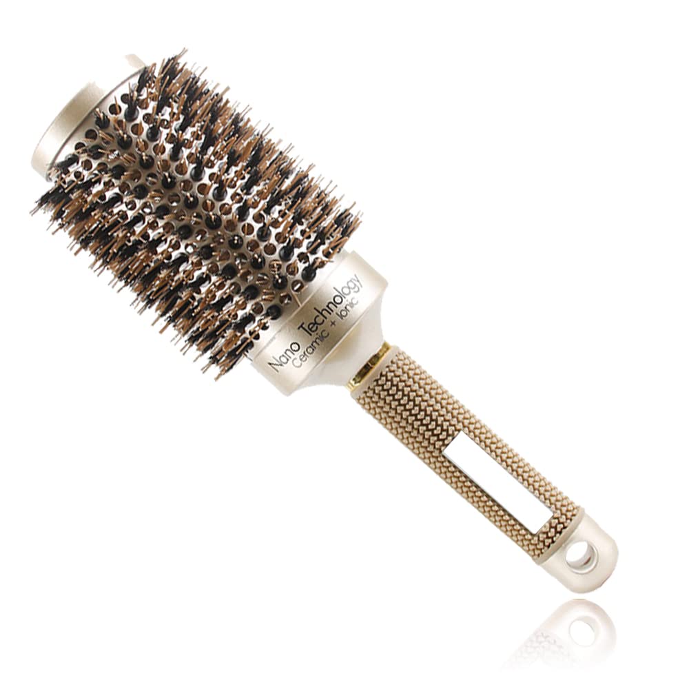 TEEROVA Ceramic & Ionic Round Barrel Hair Brush with Boar Bristle, Best Roller Hairbrush for Blow Drying, Curling&Straightening, Volume&Shine （3.3"） 3.3 inch